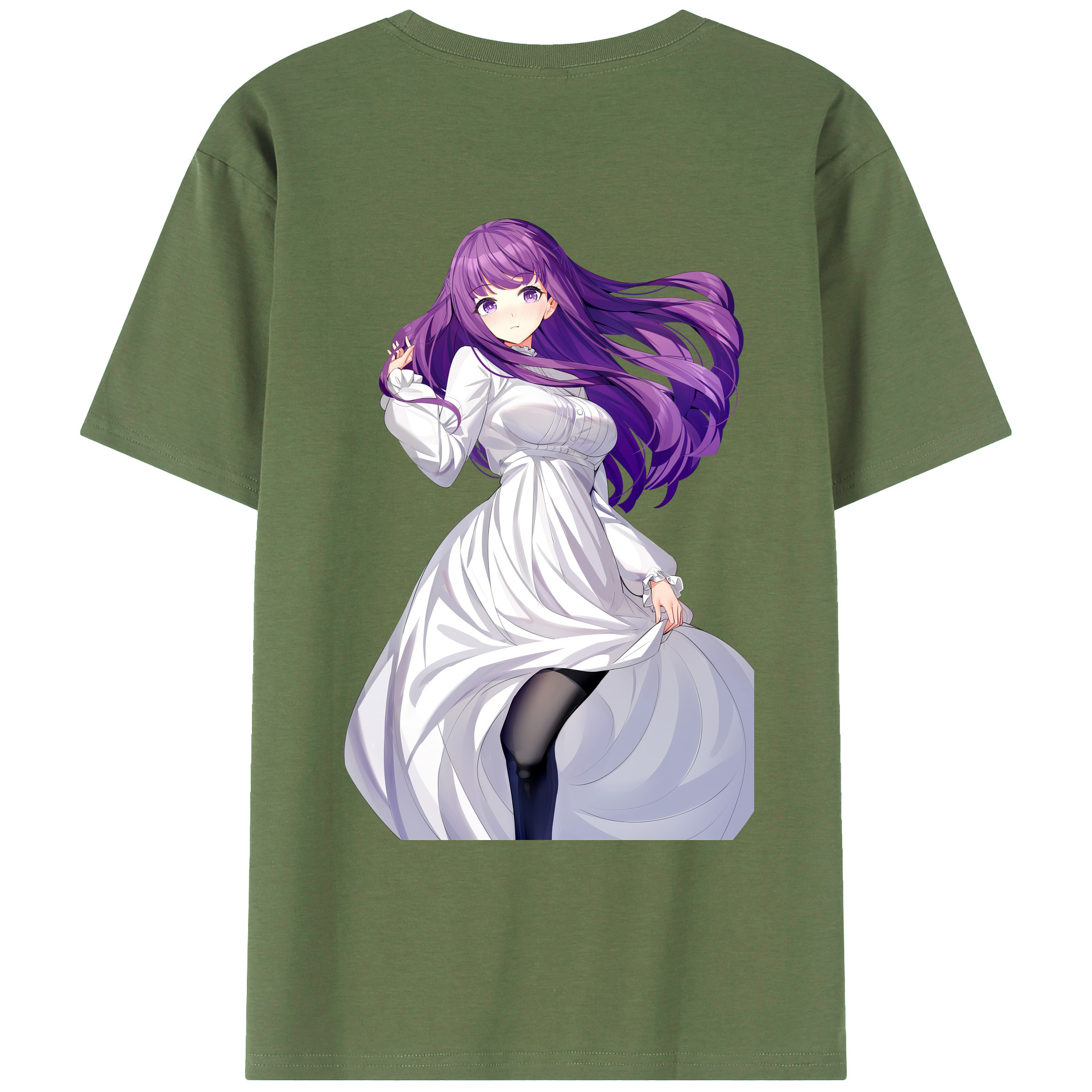 （画像用） 葬送のフリーレン Frieren 綿100％ メンズ半袖Tシャツ（バックプリント） 通気性